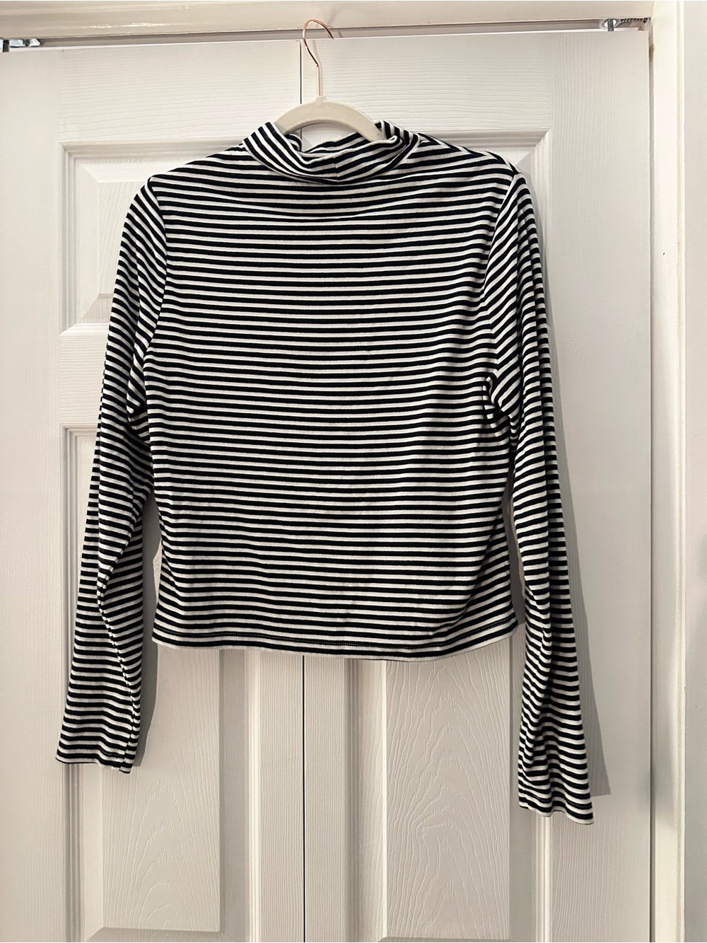 Levi's Black & White Striped Long-Sleeve Mock Neck Top